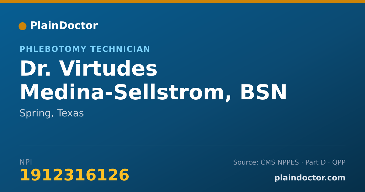 Shareable card for Virtudes Medina-Sellstrom, BSN - Phlebotomy Technician, Spring, TX
