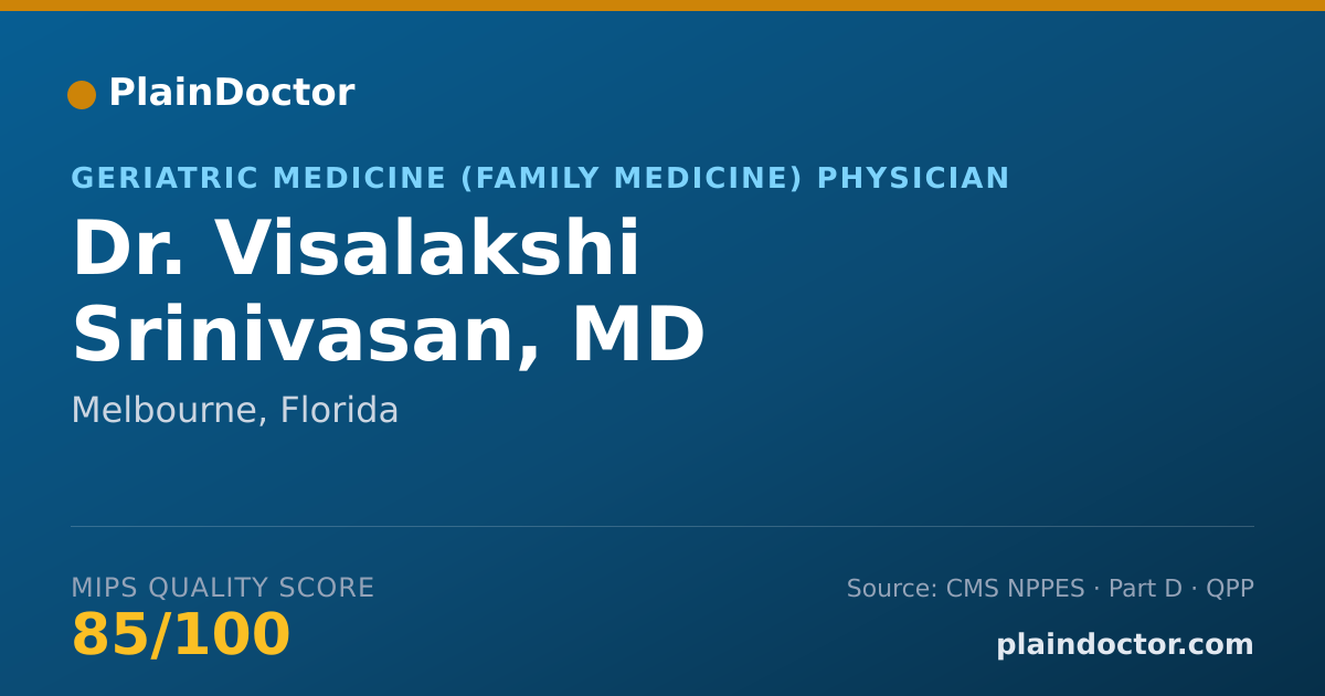 Shareable card for Visalakshi Srinivasan, MD - Geriatric Medicine (Family Medicine) Physician, Melbourne, FL