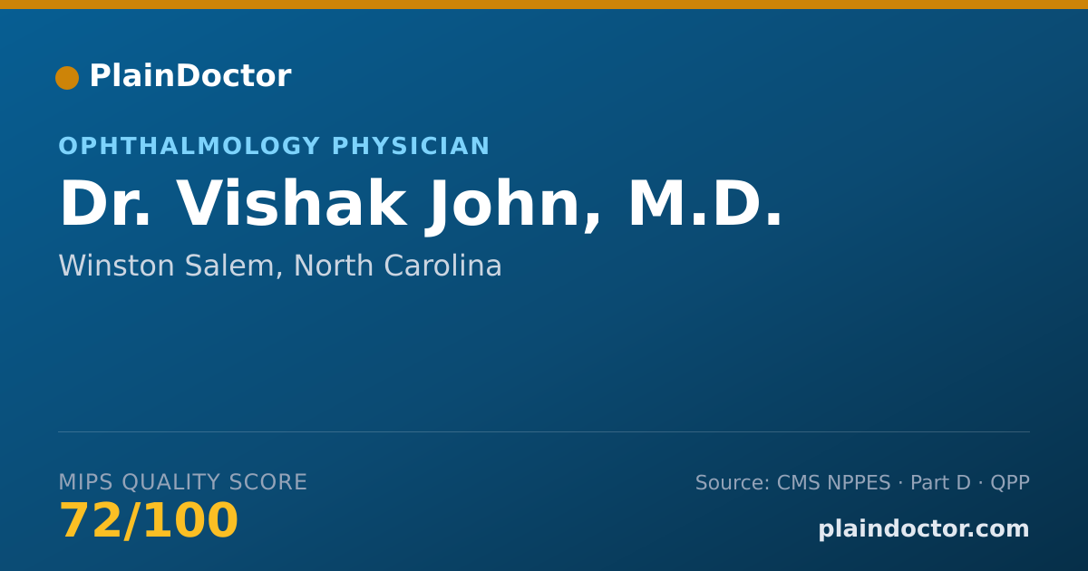 Shareable card for Vishak John, M.D. - Ophthalmology Physician, Winston Salem, NC