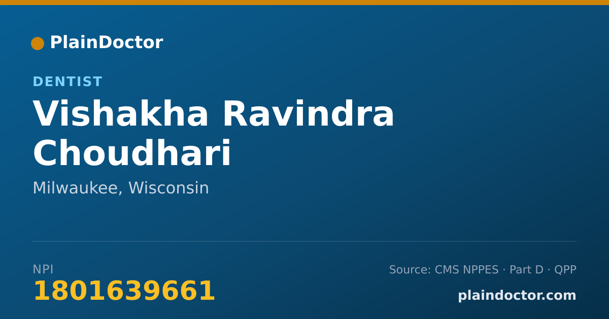 Shareable card for Vishakha Ravindra Choudhari - Dentist, Milwaukee, WI