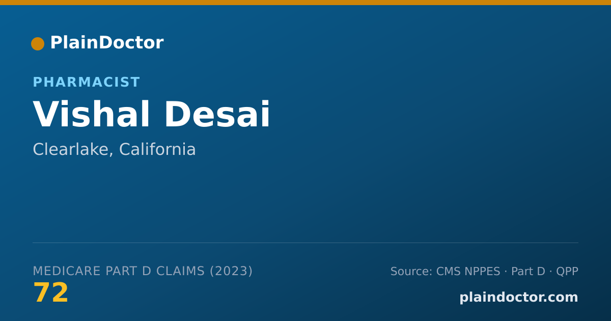 Shareable card for Vishal Desai - Pharmacist, Clearlake, CA