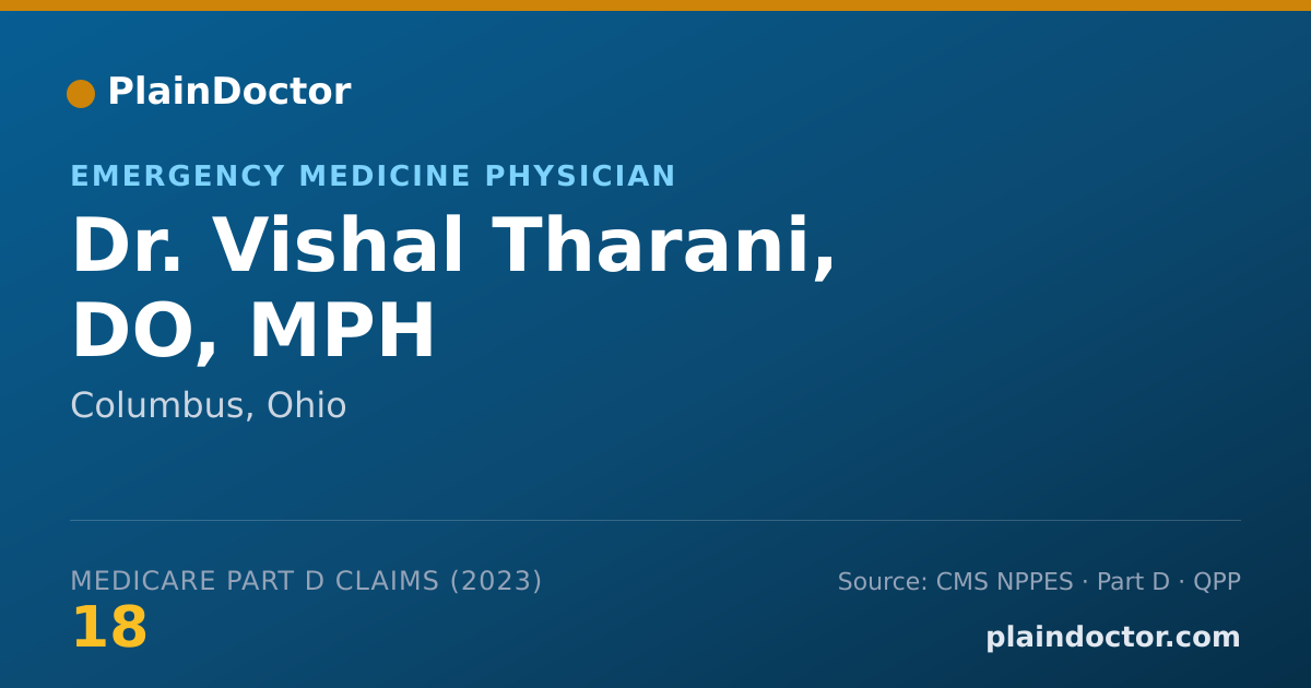 Shareable card for Vishal Tharani, DO, MPH - Emergency Medicine Physician, Columbus, OH