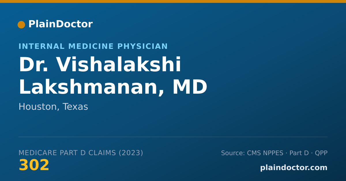 Shareable card for Vishalakshi Lakshmanan, MD - Internal Medicine Physician, Houston, TX