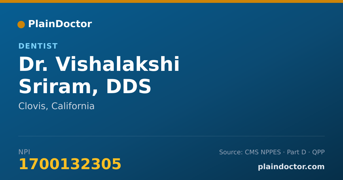 Shareable card for Vishalakshi Sriram, DDS - Dentist, Clovis, CA