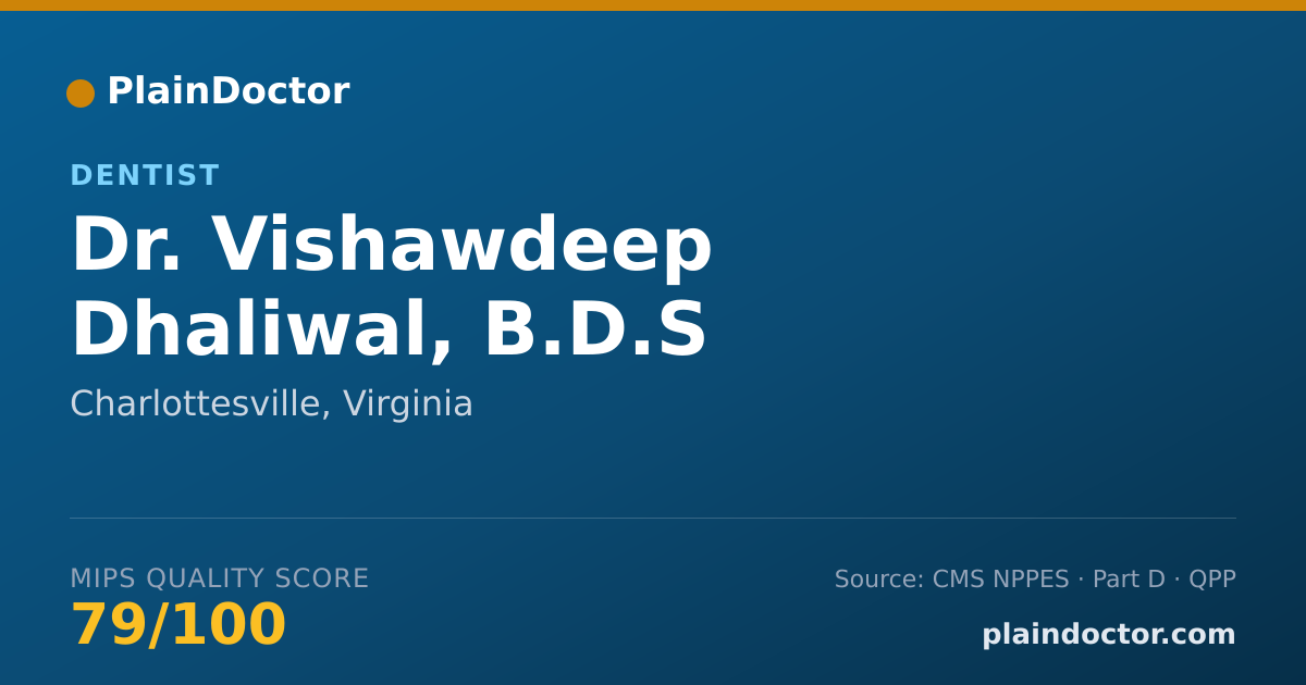 Shareable card for Vishawdeep Dhaliwal, B.D.S - Dentist, Charlottesville, VA