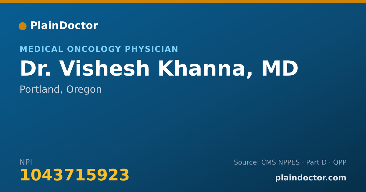 Shareable card for Vishesh Khanna, MD - Medical Oncology Physician, Portland, OR