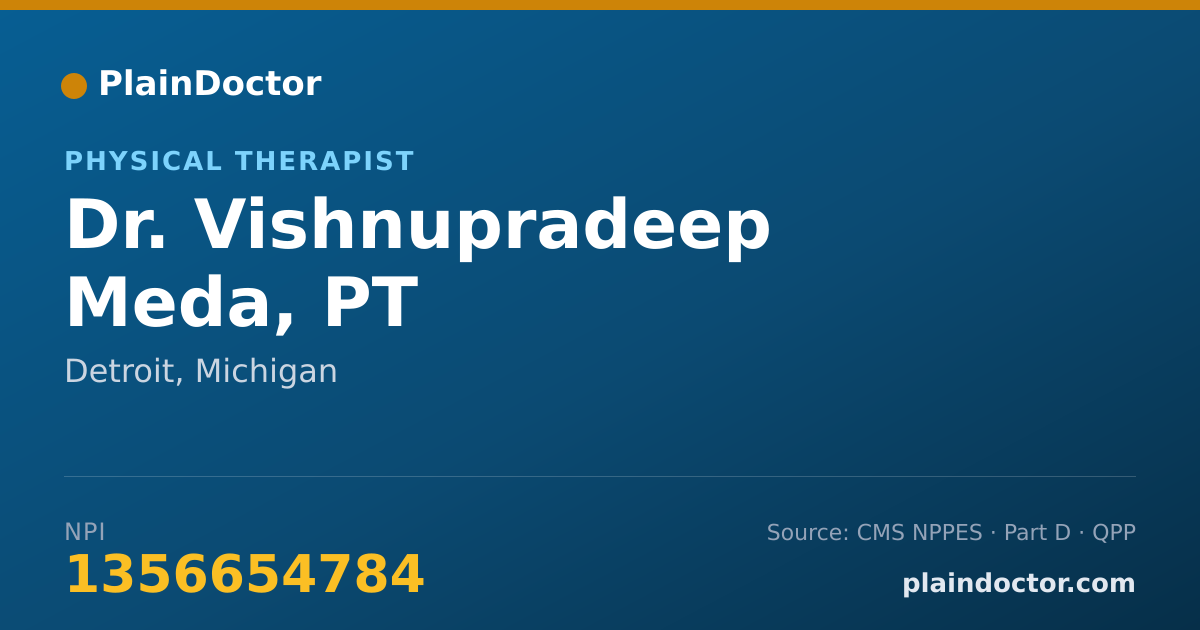 Shareable card for Vishnupradeep Meda, PT - Physical Therapist, Detroit, MI