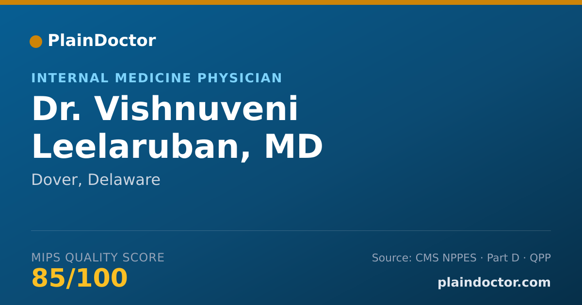 Shareable card for Vishnuveni Leelaruban, MD - Internal Medicine Physician, Dover, DE