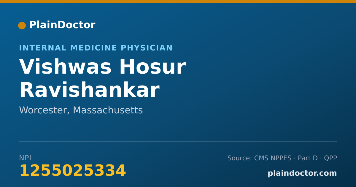 Shareable card for Vishwas Hosur Ravishankar - Internal Medicine Physician, Worcester, MA