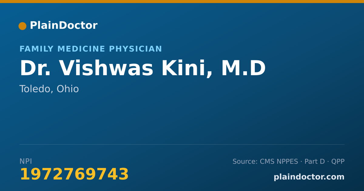 Shareable card for Vishwas Kini, M.D - Family Medicine Physician, Toledo, OH