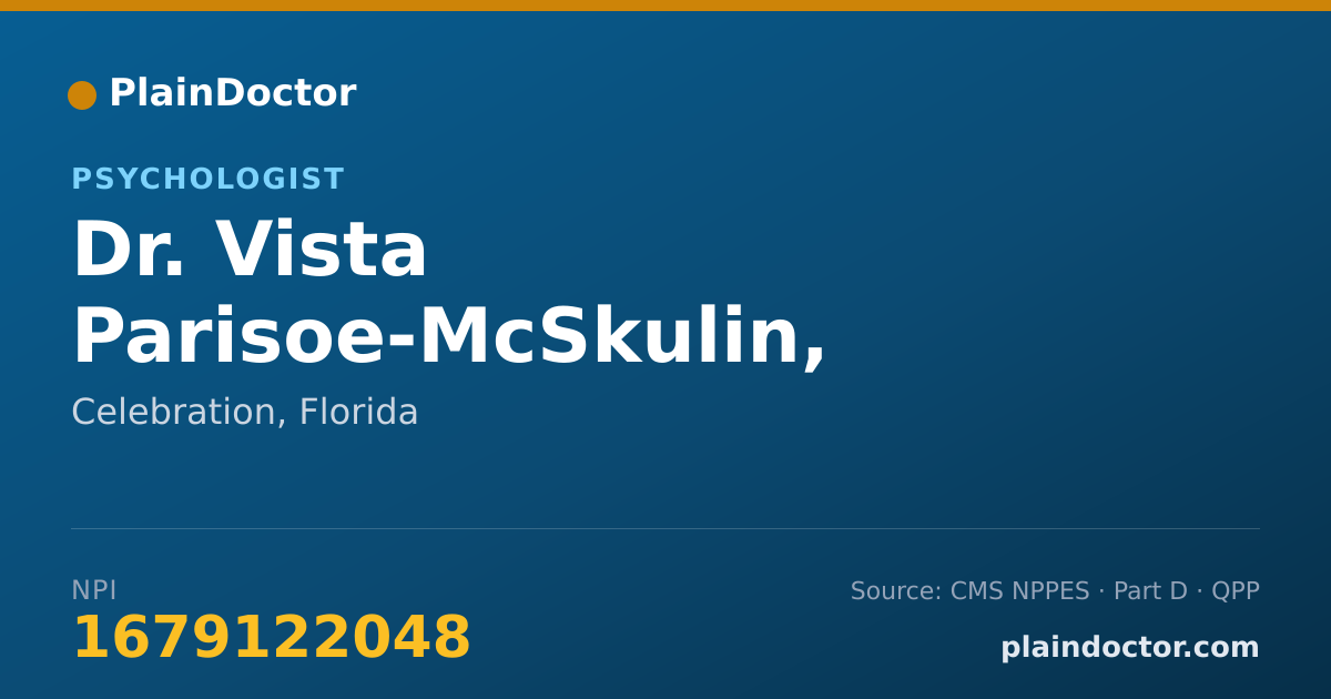 Shareable card for Vista Parisoe-McSkulin, PH.D. - Psychologist, Celebration, FL