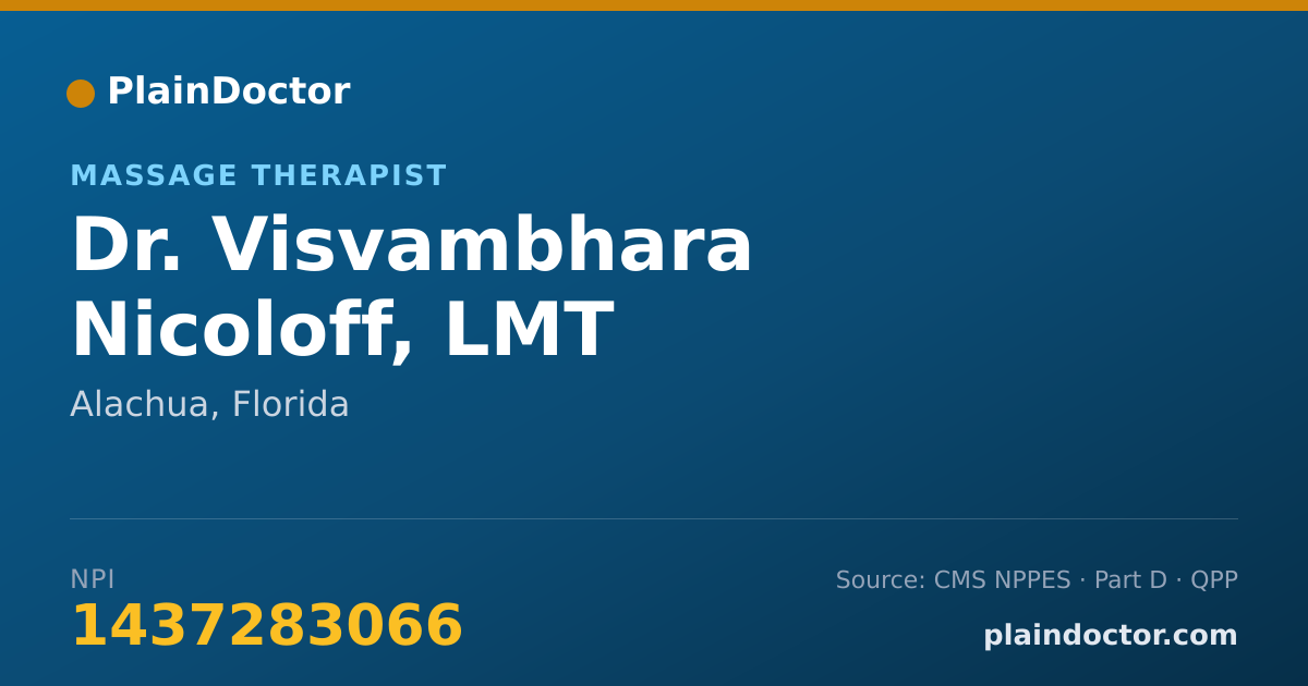Shareable card for Visvambhara Nicoloff, LMT - Massage Therapist, Alachua, FL