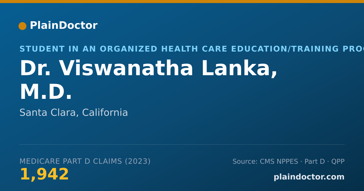 Shareable card for Viswanatha Lanka, M.D. - Student in an Organized Health Care Education/Training Program, Santa Clara, CA
