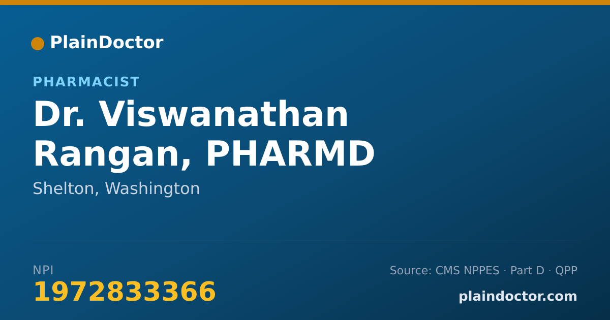 Shareable card for Viswanathan Rangan, PHARMD - Pharmacist, Shelton, WA