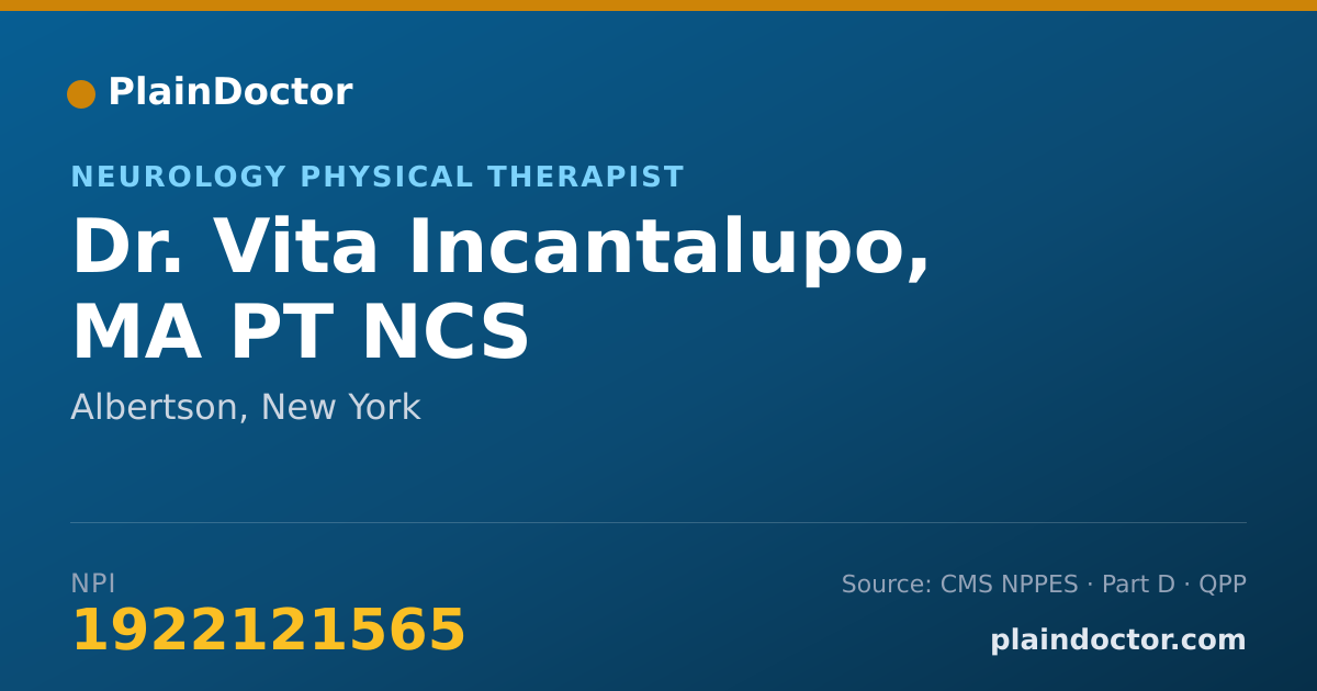 Shareable card for Vita Incantalupo, MA PT NCS - Neurology Physical Therapist, Albertson, NY
