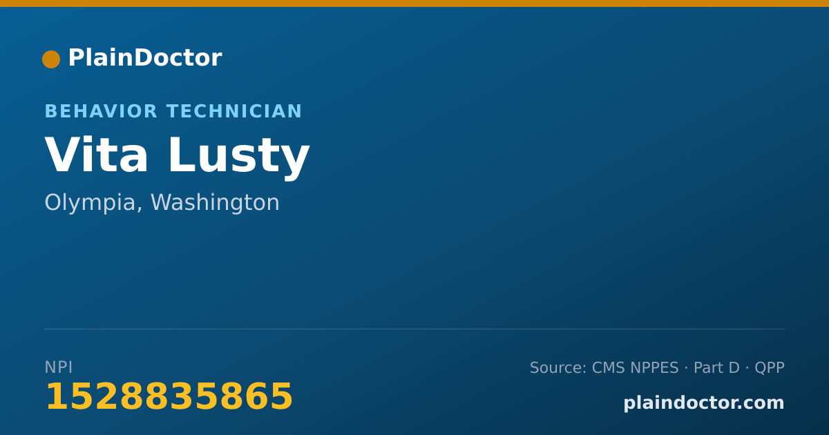 Shareable card for Vita Lusty - Behavior Technician, Olympia, WA
