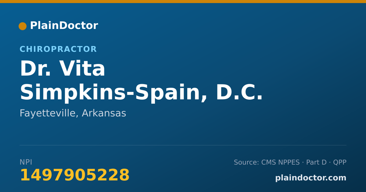 Shareable card for Vita Simpkins-Spain, D.C. - Chiropractor, Fayetteville, AR