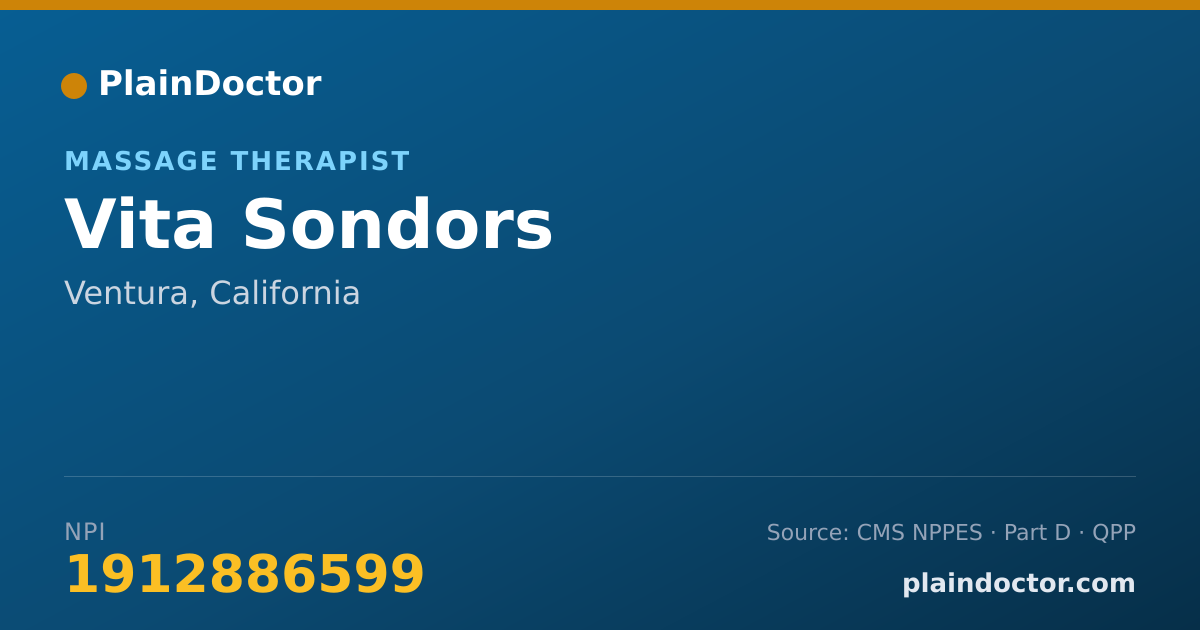 Shareable card for Vita Sondors - Massage Therapist, Ventura, CA