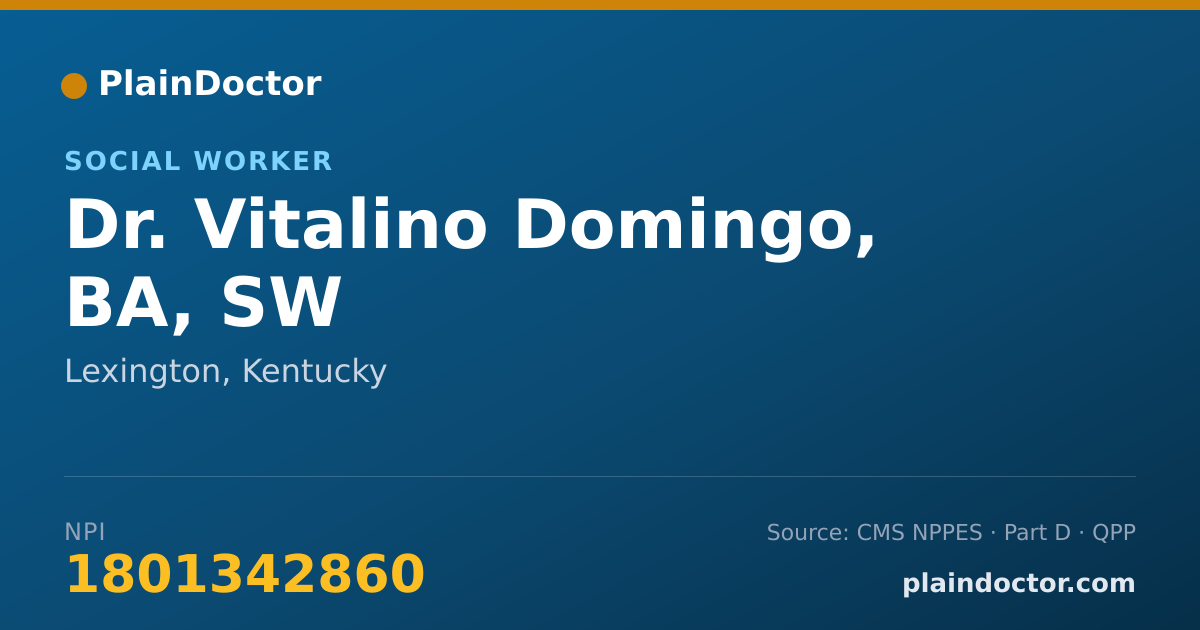 Shareable card for Vitalino Domingo, BA, SW - Social Worker, Lexington, KY