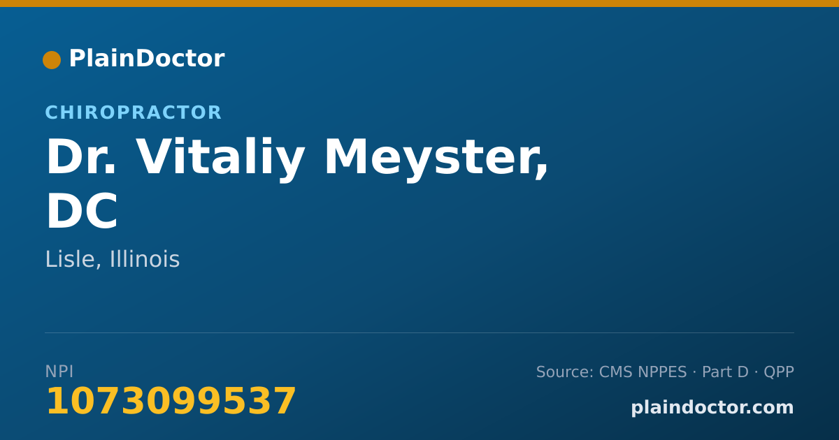 Shareable card for Vitaliy Meyster, DC - Chiropractor, Lisle, IL