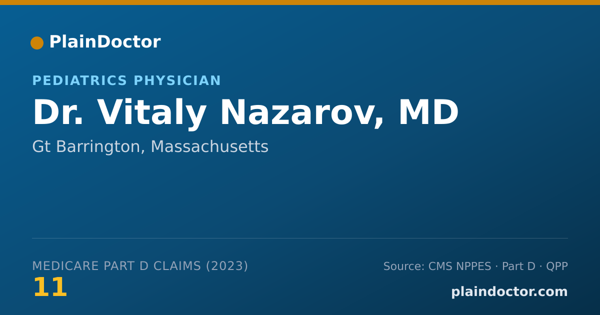 Shareable card for Vitaly Nazarov, MD - Pediatrics Physician, Gt Barrington, MA