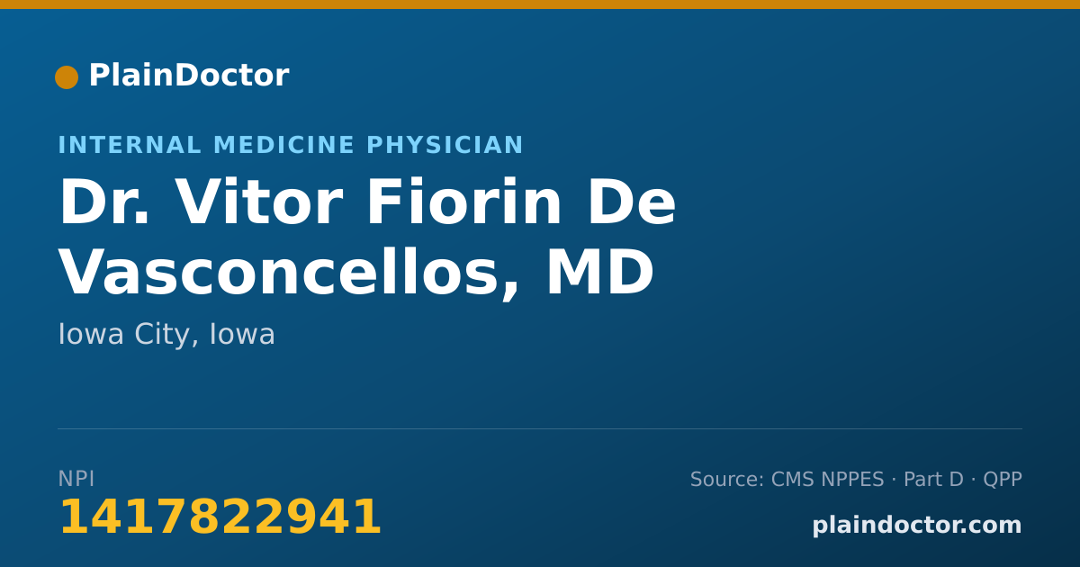 Shareable card for Vitor Fiorin De Vasconcellos, MD - Internal Medicine Physician, Iowa City, IA