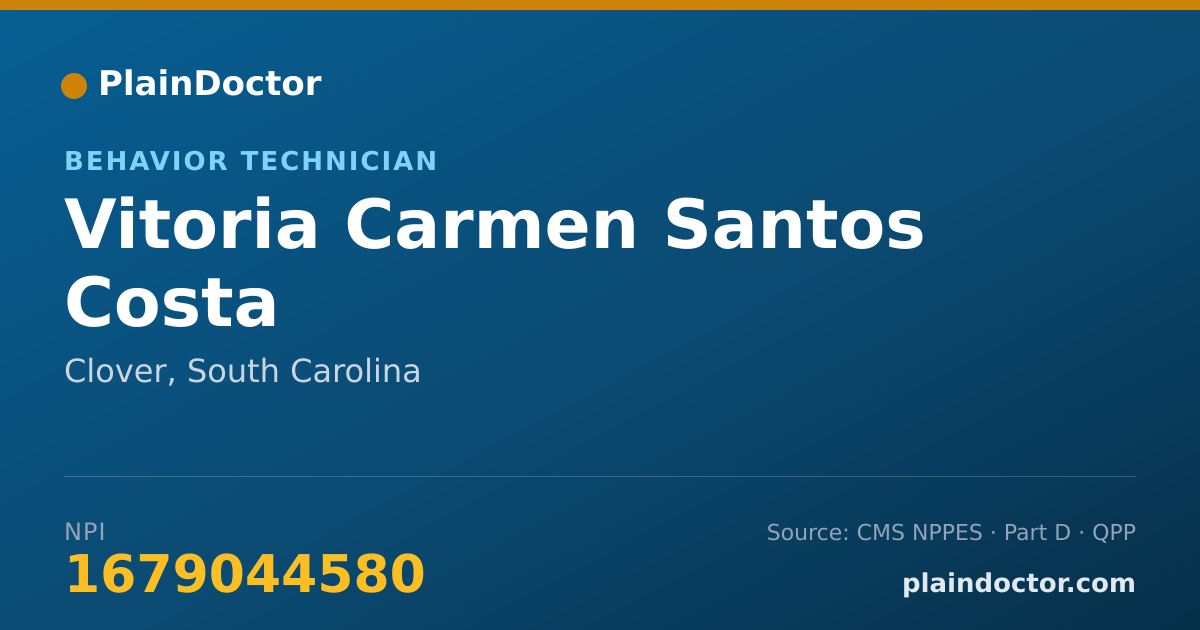 Shareable card for Vitoria Carmen Santos Costa - Behavior Technician, Clover, SC