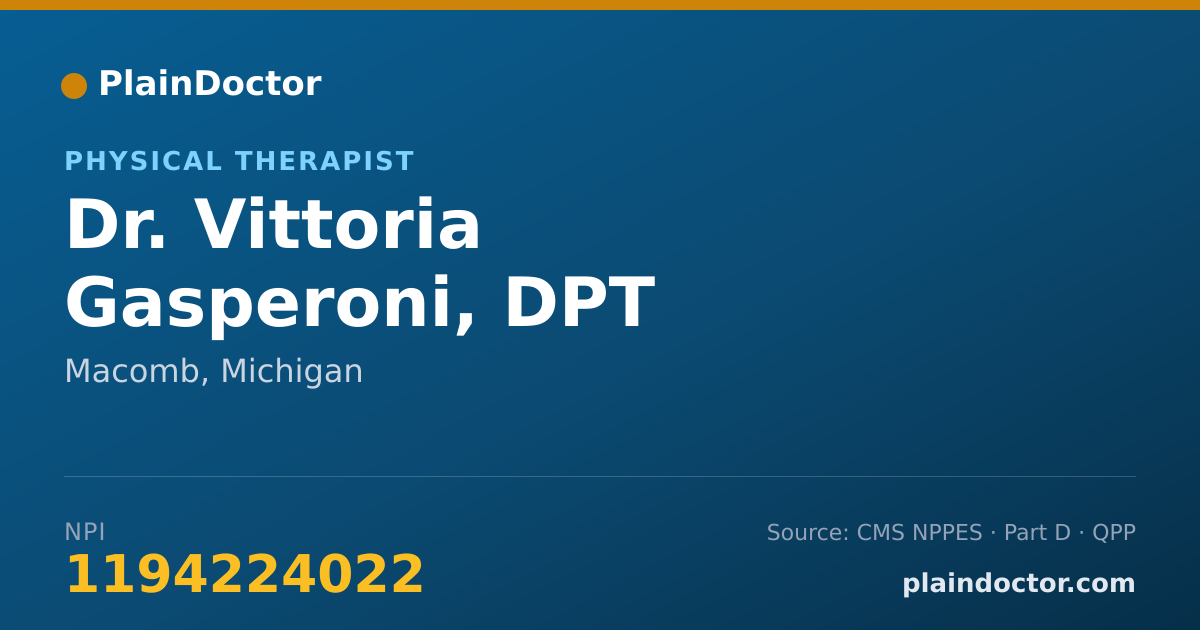 Shareable card for Vittoria Gasperoni, DPT - Physical Therapist, Macomb, MI