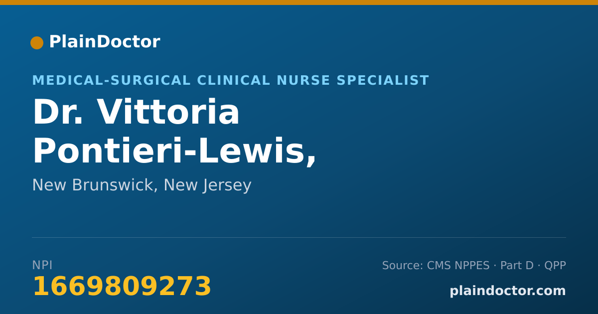 Shareable card for Vittoria Pontieri-Lewis, REGISTERED NURSE - Medical-Surgical Clinical Nurse Specialist, New Brunswick, NJ
