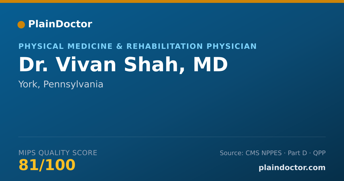 Shareable card for Vivan Shah, MD - Physical Medicine & Rehabilitation Physician, York, PA