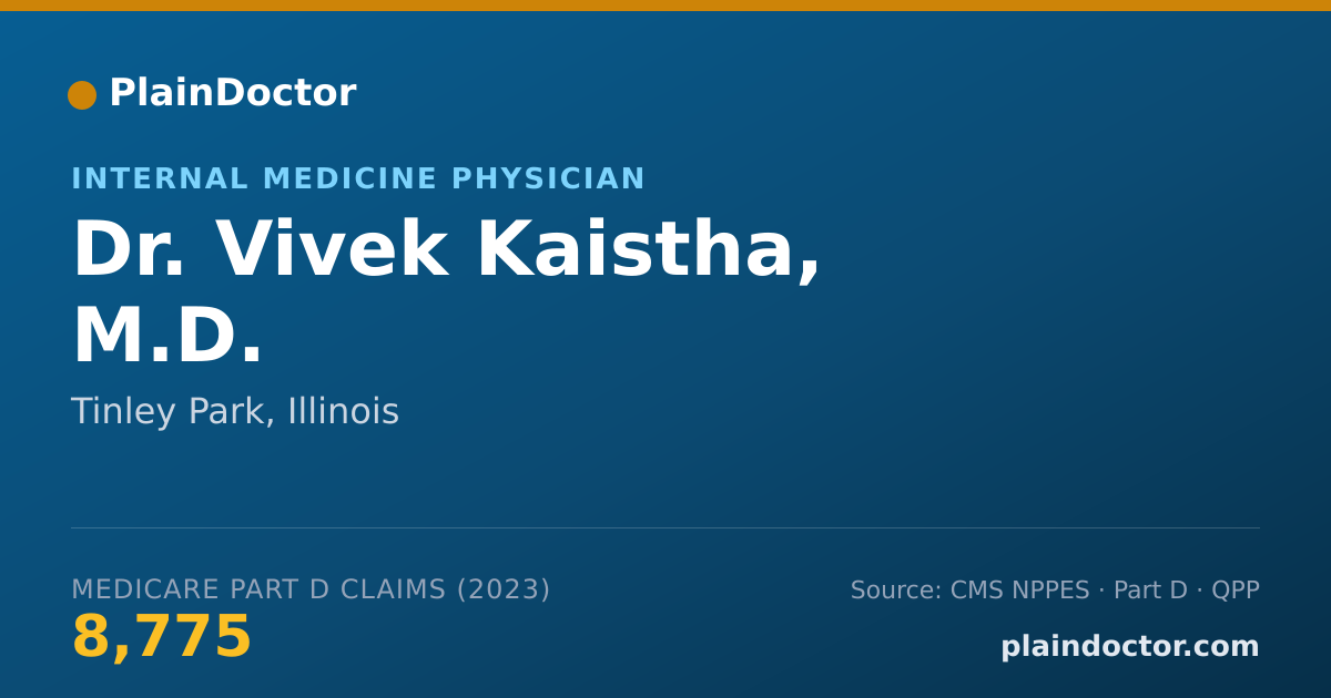 Shareable card for Vivek Kaistha, M.D. - Internal Medicine Physician, Tinley Park, IL