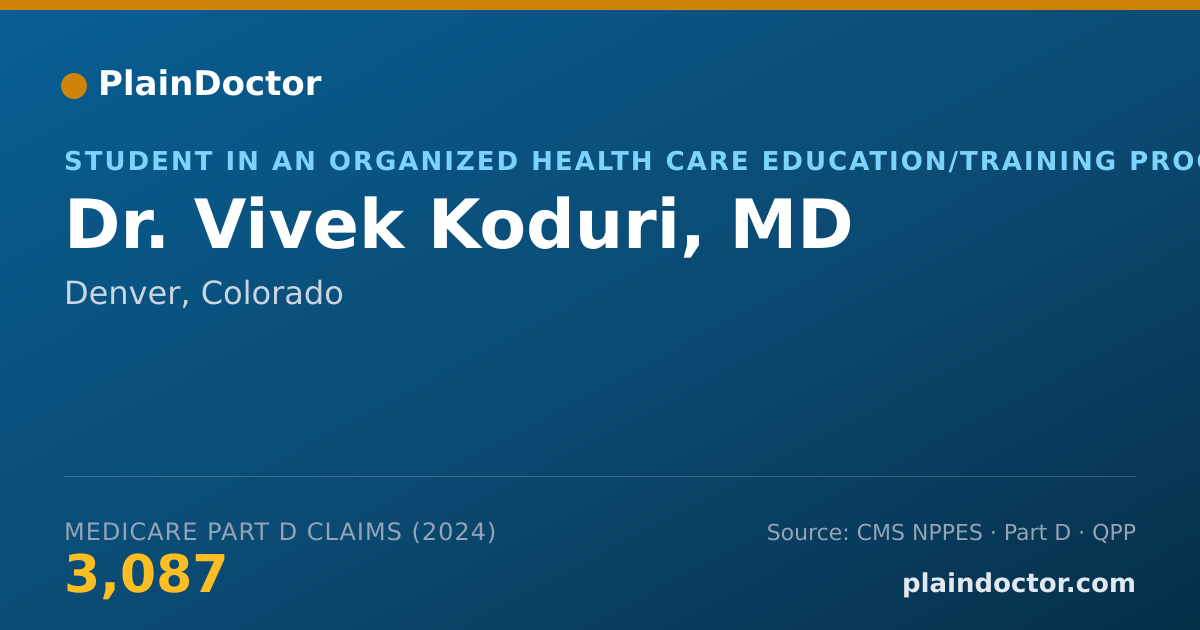 Shareable card for Vivek Koduri, MD - Student in an Organized Health Care Education/Training Program, Denver, CO