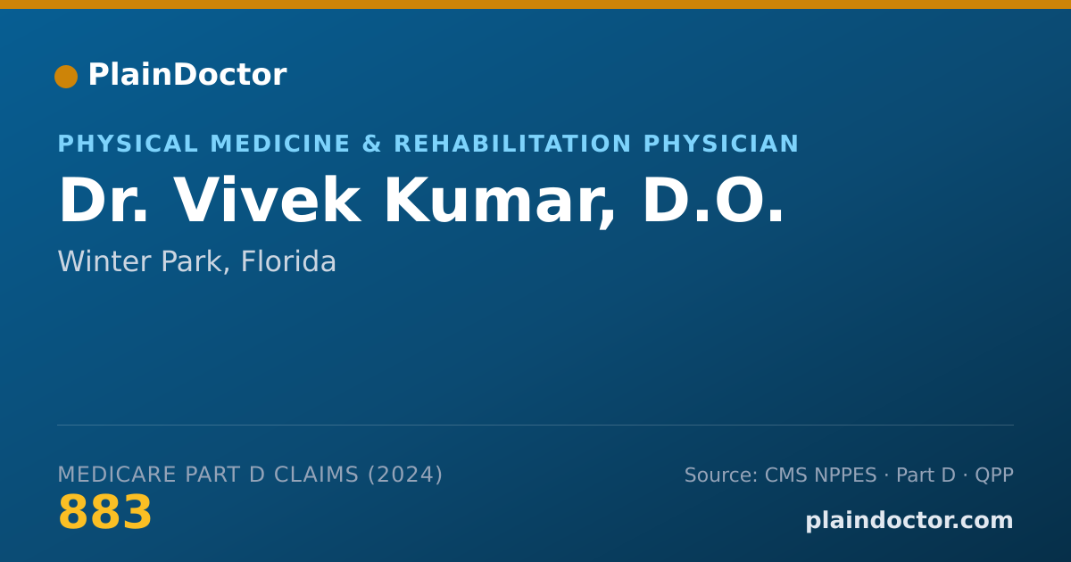 Shareable card for Vivek Kumar, D.O. - Physical Medicine & Rehabilitation Physician, Winter Park, FL