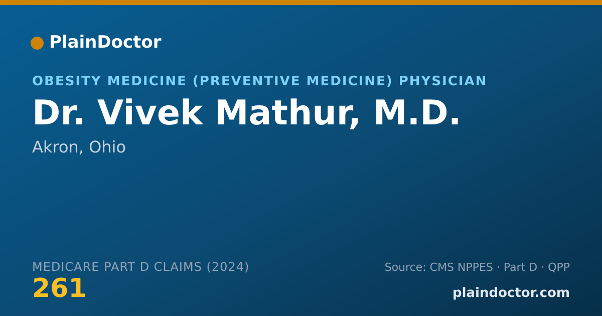 Shareable card for Vivek Mathur, M.D. - Obesity Medicine (Preventive Medicine) Physician, Akron, OH
