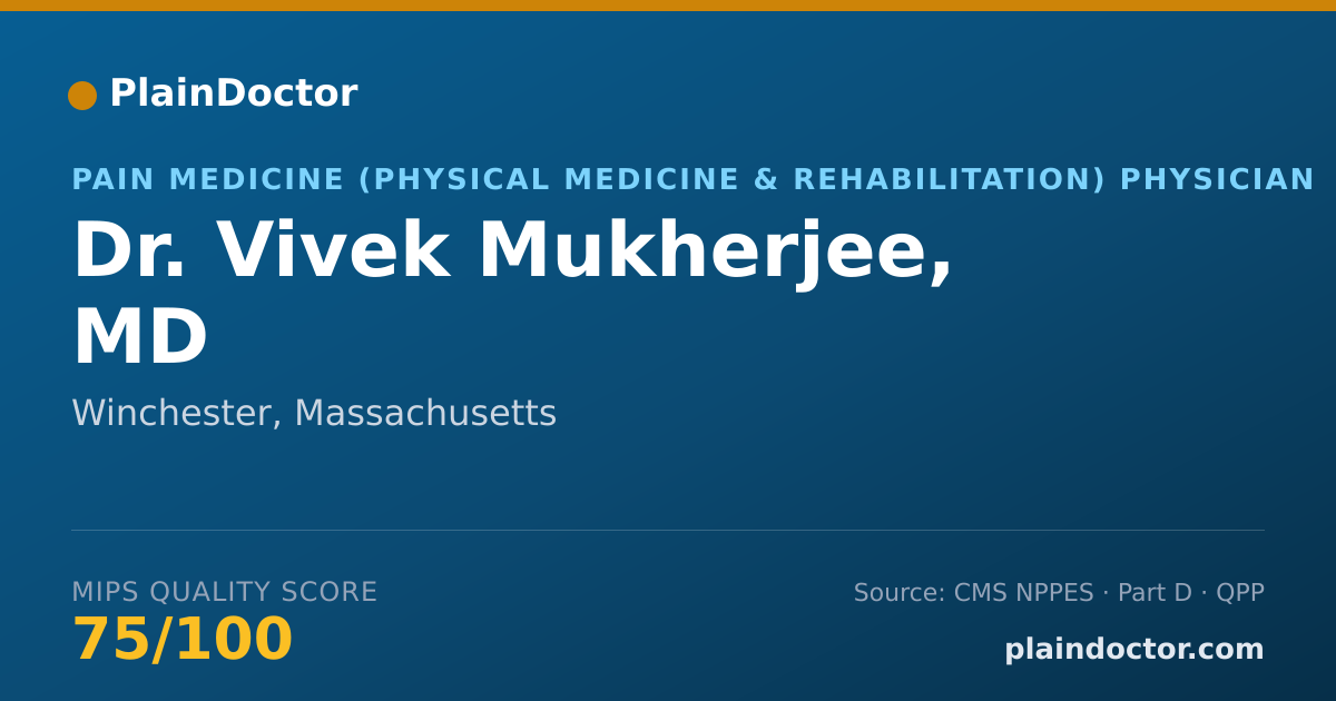 Shareable card for Vivek Mukherjee, MD - Pain Medicine (Physical Medicine & Rehabilitation) Physician, Winchester, MA