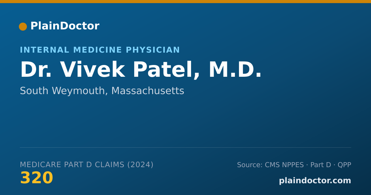 Shareable card for Vivek Patel, M.D. - Internal Medicine Physician, South Weymouth, MA