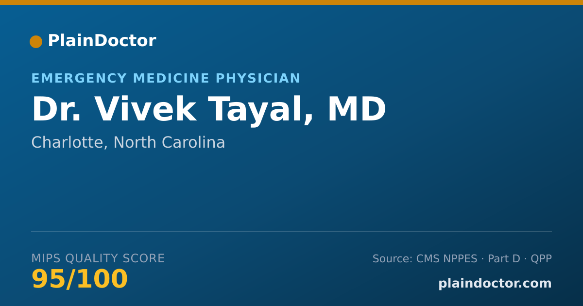Shareable card for Vivek Tayal, MD - Emergency Medicine Physician, Charlotte, NC