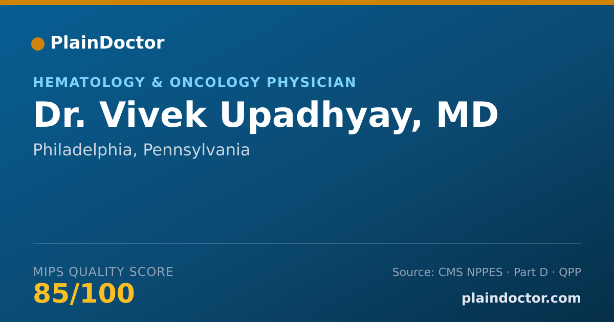 Shareable card for Vivek Upadhyay, MD - Hematology & Oncology Physician, Philadelphia, PA
