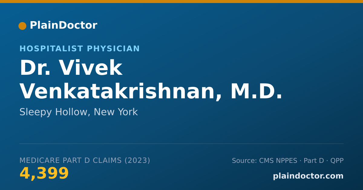 Shareable card for Vivek Venkatakrishnan, M.D. - Hospitalist Physician, Sleepy Hollow, NY