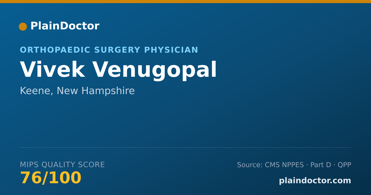 Shareable card for Vivek Venugopal - Orthopaedic Surgery Physician, Keene, NH
