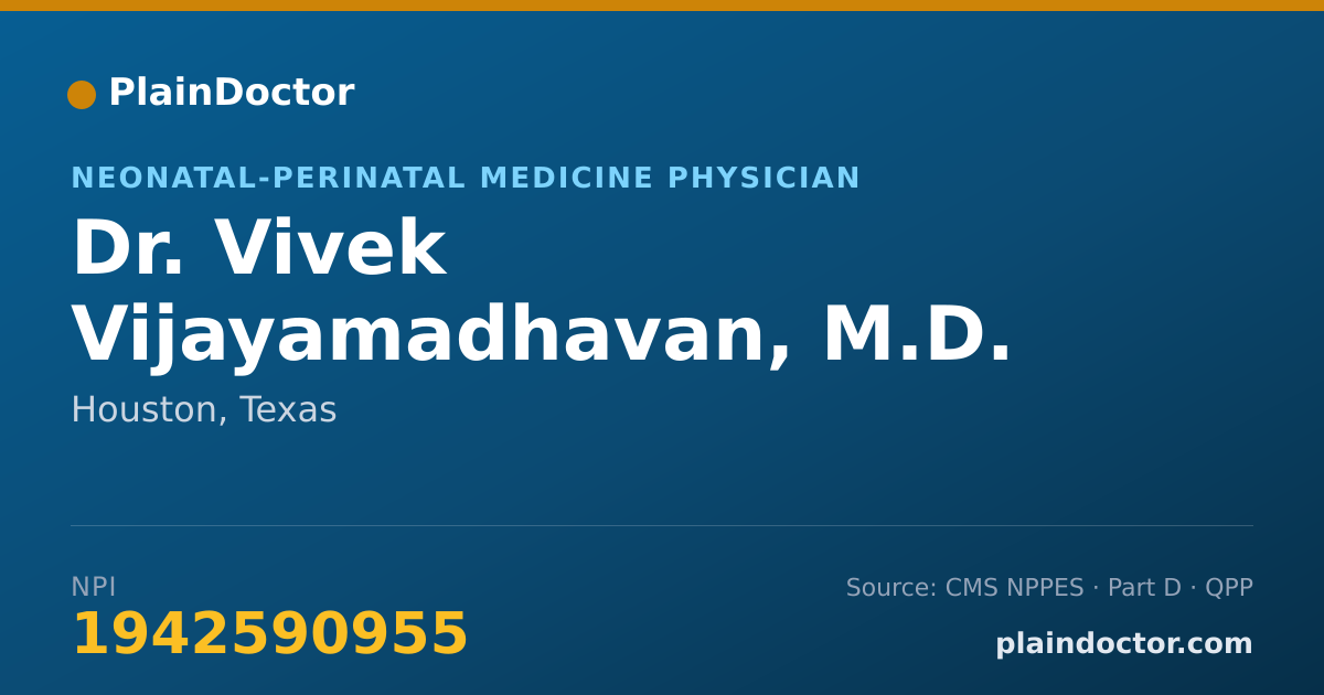 Shareable card for Vivek Vijayamadhavan, M.D. - Neonatal-Perinatal Medicine Physician, Houston, TX