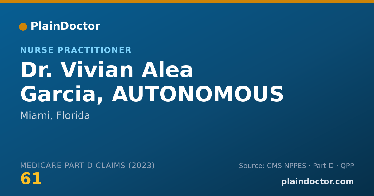 Shareable card for Vivian Alea Garcia, AUTONOMOUS ARNP - Nurse Practitioner, Miami, FL
