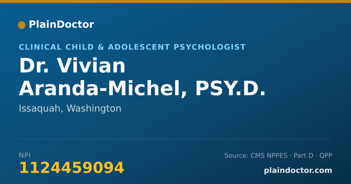 Shareable card for Vivian Aranda-Michel, PSY.D. - Clinical Child & Adolescent Psychologist, Issaquah, WA