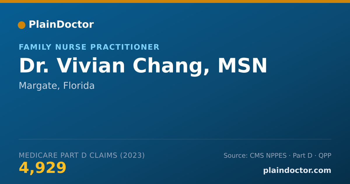 Shareable card for Vivian Chang, MSN - Family Nurse Practitioner, Margate, FL