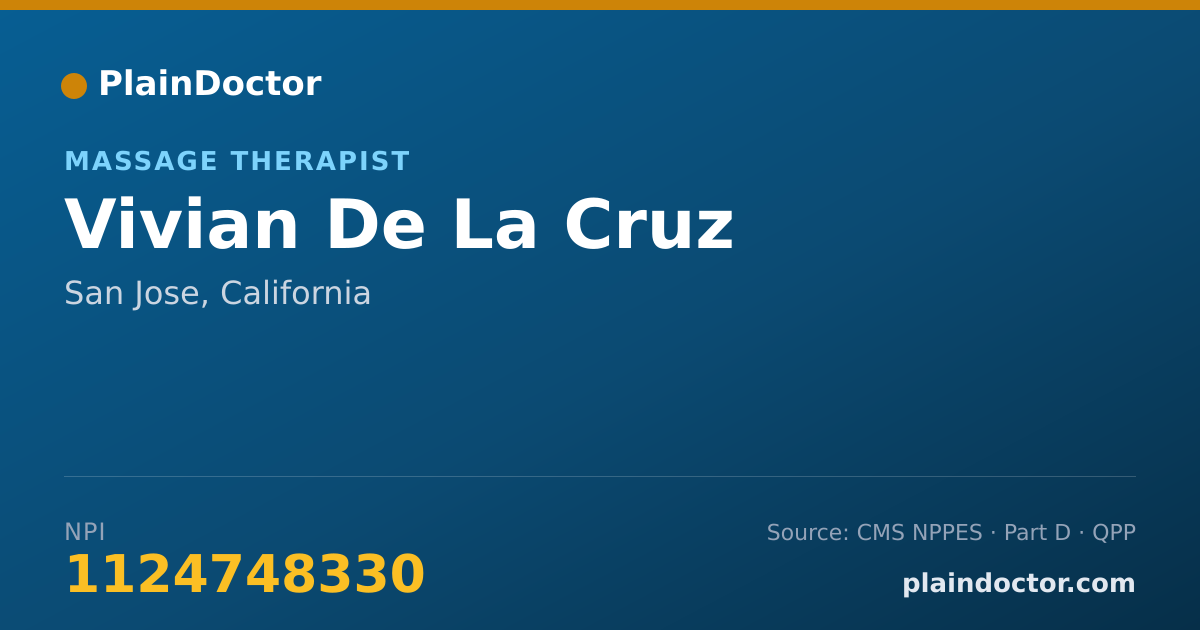 Shareable card for Vivian De La Cruz - Massage Therapist, San Jose, CA
