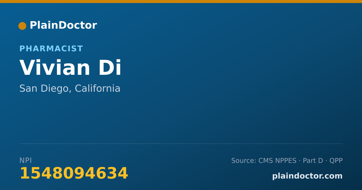Shareable card for Vivian Di - Pharmacist, San Diego, CA