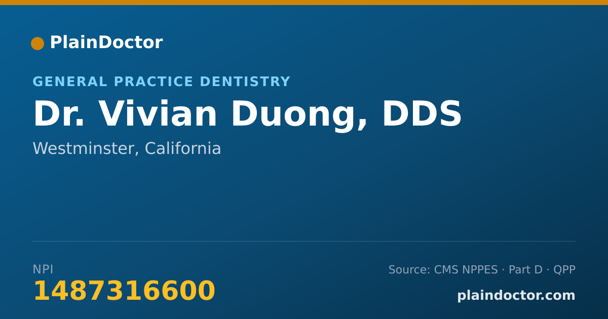 Shareable card for Vivian Duong, DDS - General Practice Dentistry, Westminster, CA