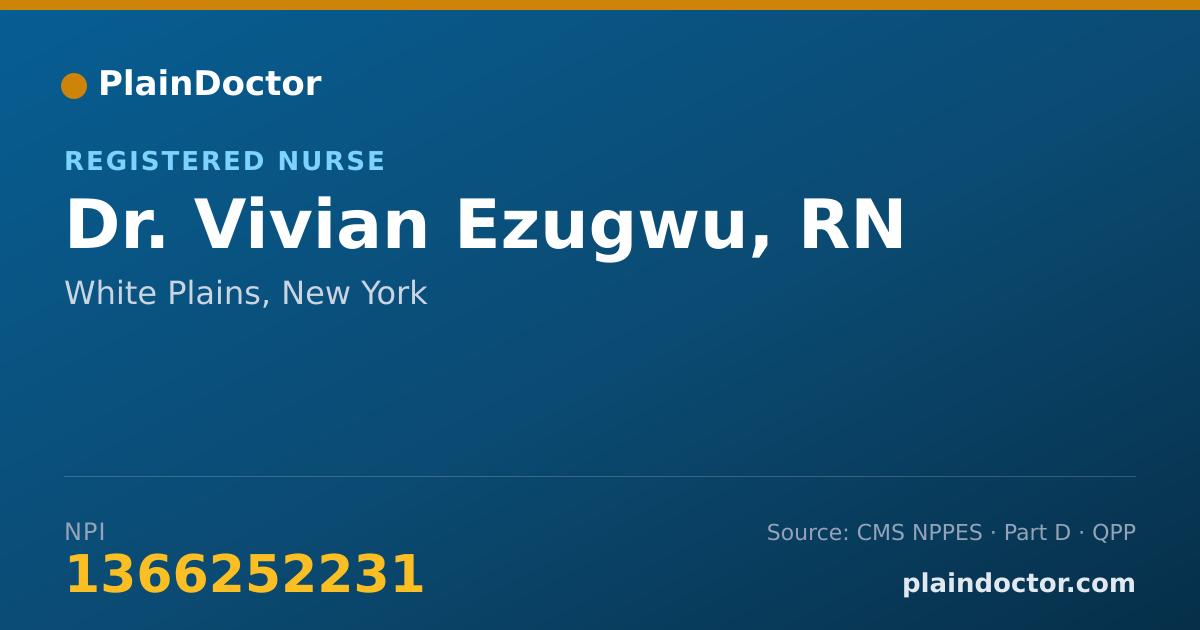 Shareable card for Vivian Ezugwu, RN - Registered Nurse, White Plains, NY