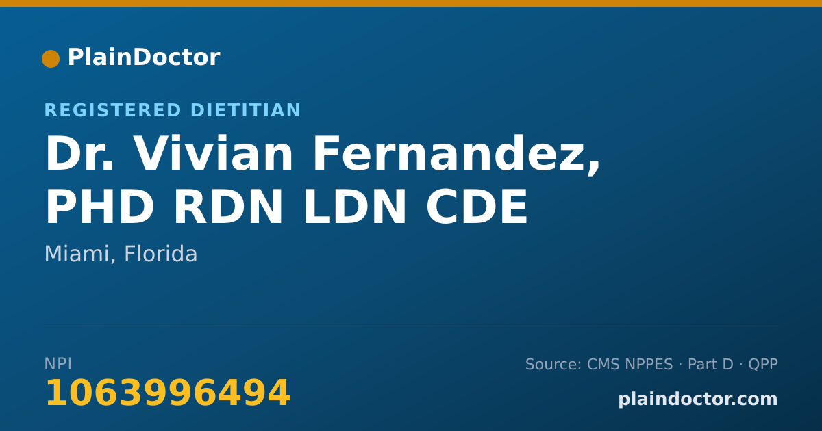 Shareable card for Vivian Fernandez, PHD RDN LDN CDE - Registered Dietitian, Miami, FL