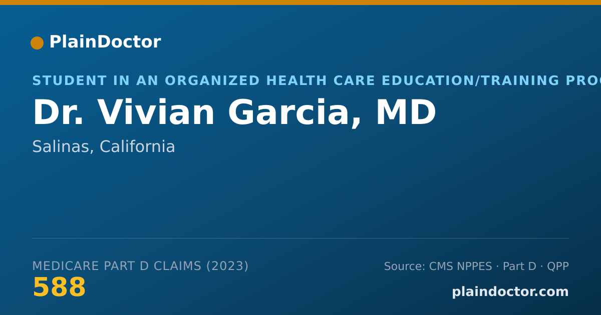 Shareable card for Vivian Garcia, MD - Student in an Organized Health Care Education/Training Program, Salinas, CA